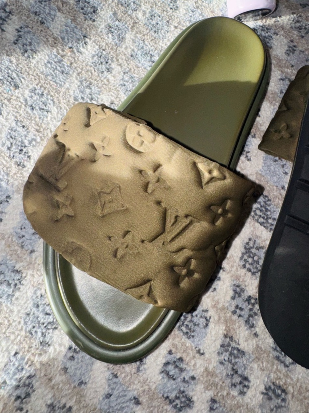 Louis Vuitton Olive and Brown Monogram Padded Slide Sandals - Picture 8 of 9